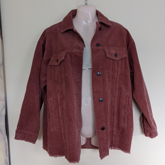 Zara corduroy shirt jacket shacket xs pink - Picture 8 of 14